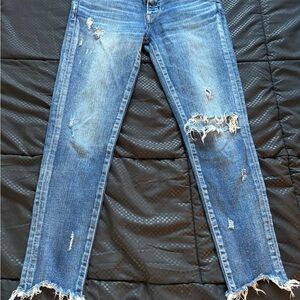 Moussy Distressed Denim Straight Jeans
